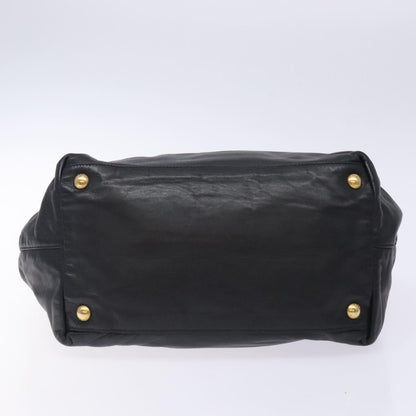 Prada Bow Tote Leather, BLACK, LEATHER, Handbag