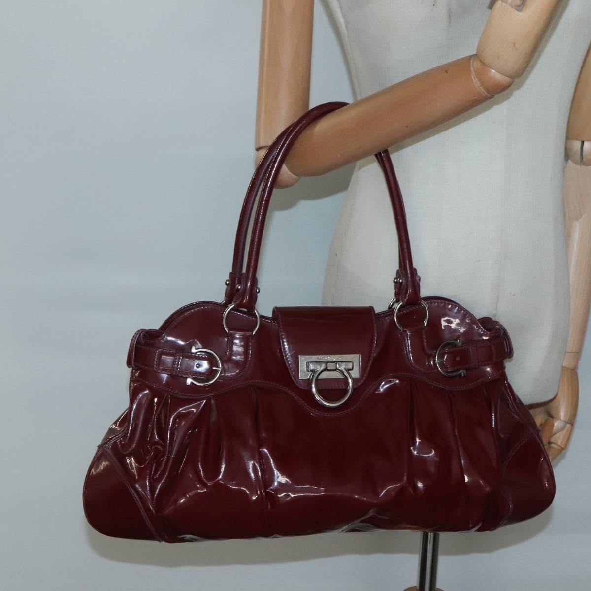 Salvatore Ferragamo Marisa Satchel Patent leather, BURGUNDY, PATENT_LEATHER, Tote bag