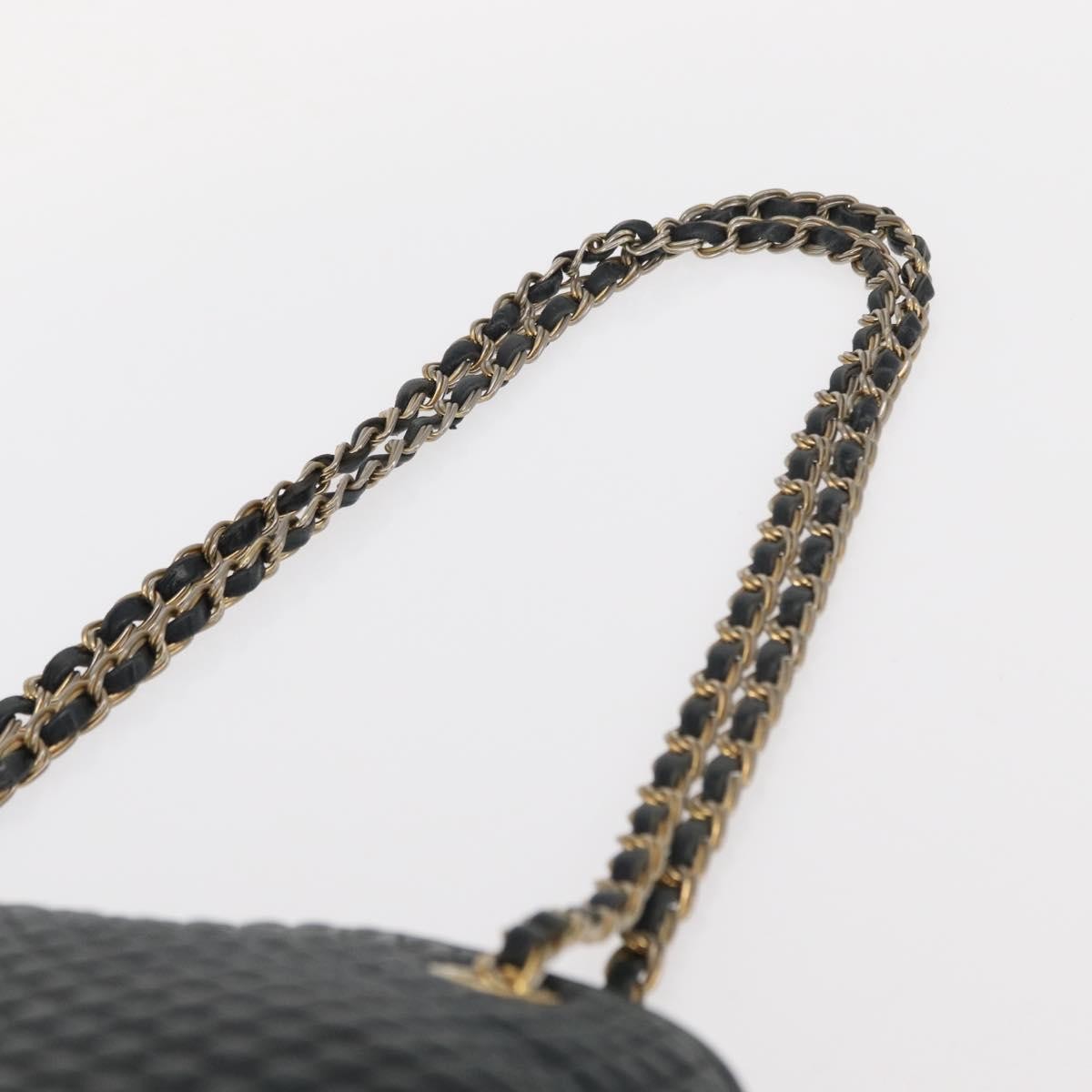 Bally Vintage Chain Shoulder Bag Quilted Leather, NAVY, LEATHER, Shoulder bag