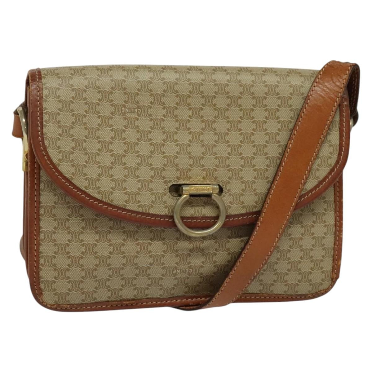 Celine Macadam Shoulder Bag PVC Leather, BEIGE, CANVAS, Shoulder bag