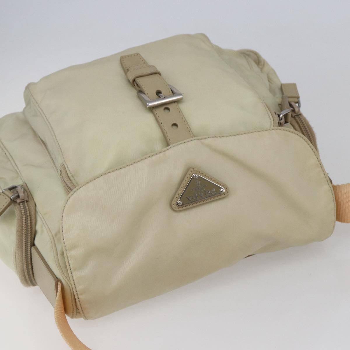 Prada Buckle Messenger Bag Tessuto, Beige, Nylon, Shoulder Bag