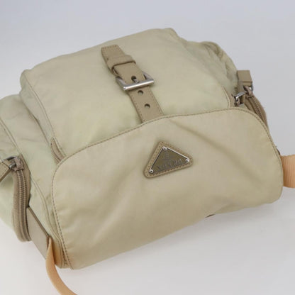 Prada Buckle Messenger Bag Tessuto, Beige, Nylon, Shoulder Bag
