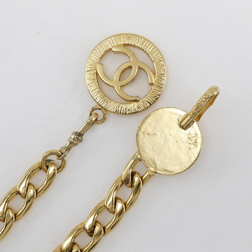 Chanel Vintage CC Chain Belt Metal and Leather, GOLD, GOLD_PLATED, Belts