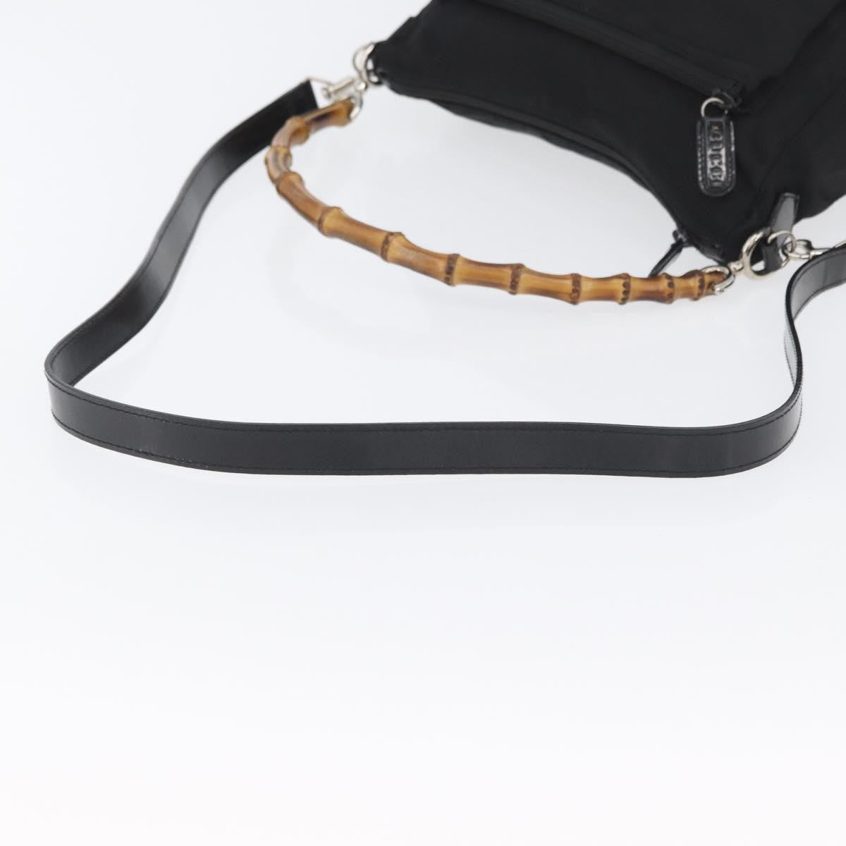 Gucci Vintage Bamboo Shoulder Bag Nylon, Black, Nylon, Shoulder Bag
