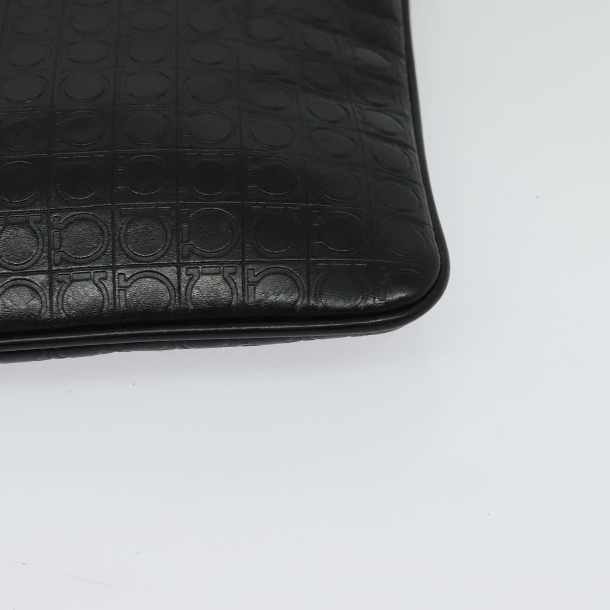 Salvatore Ferragamo Gancini Shoulder Bag Leather, BLACK, LEATHER, Shoulder bag
