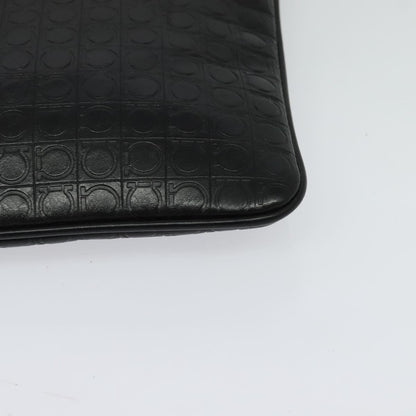 Salvatore Ferragamo Gancini Shoulder Bag Leather, BLACK, LEATHER, Shoulder bag
