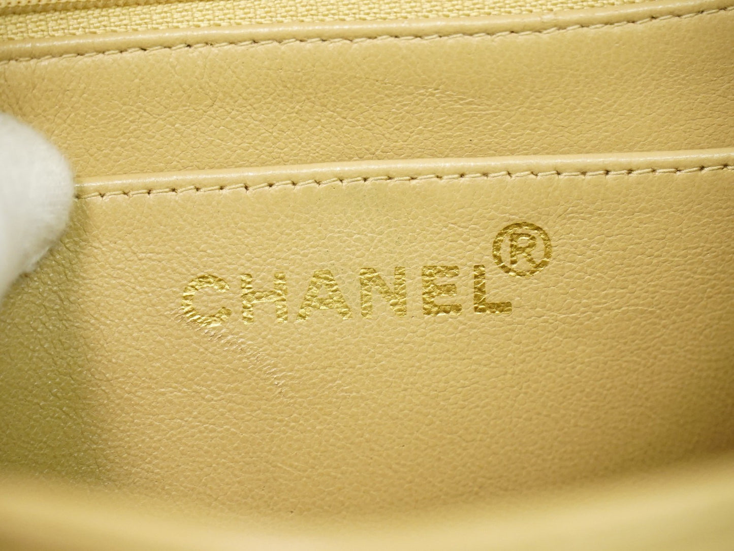 Chanel Vintage Tote Leather, BEIGE, LEATHER, Tote bag
