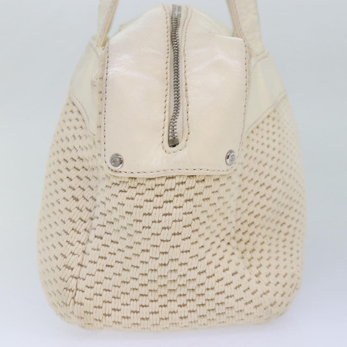 Chanel Zip Shoulder Bag Canvas, BEIGE, CANVAS, Shoulder bag