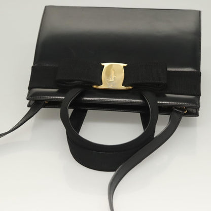 Salvatore Ferragamo Convertible Vara Bow Tote Leather, BLACK, LEATHER, Handbag