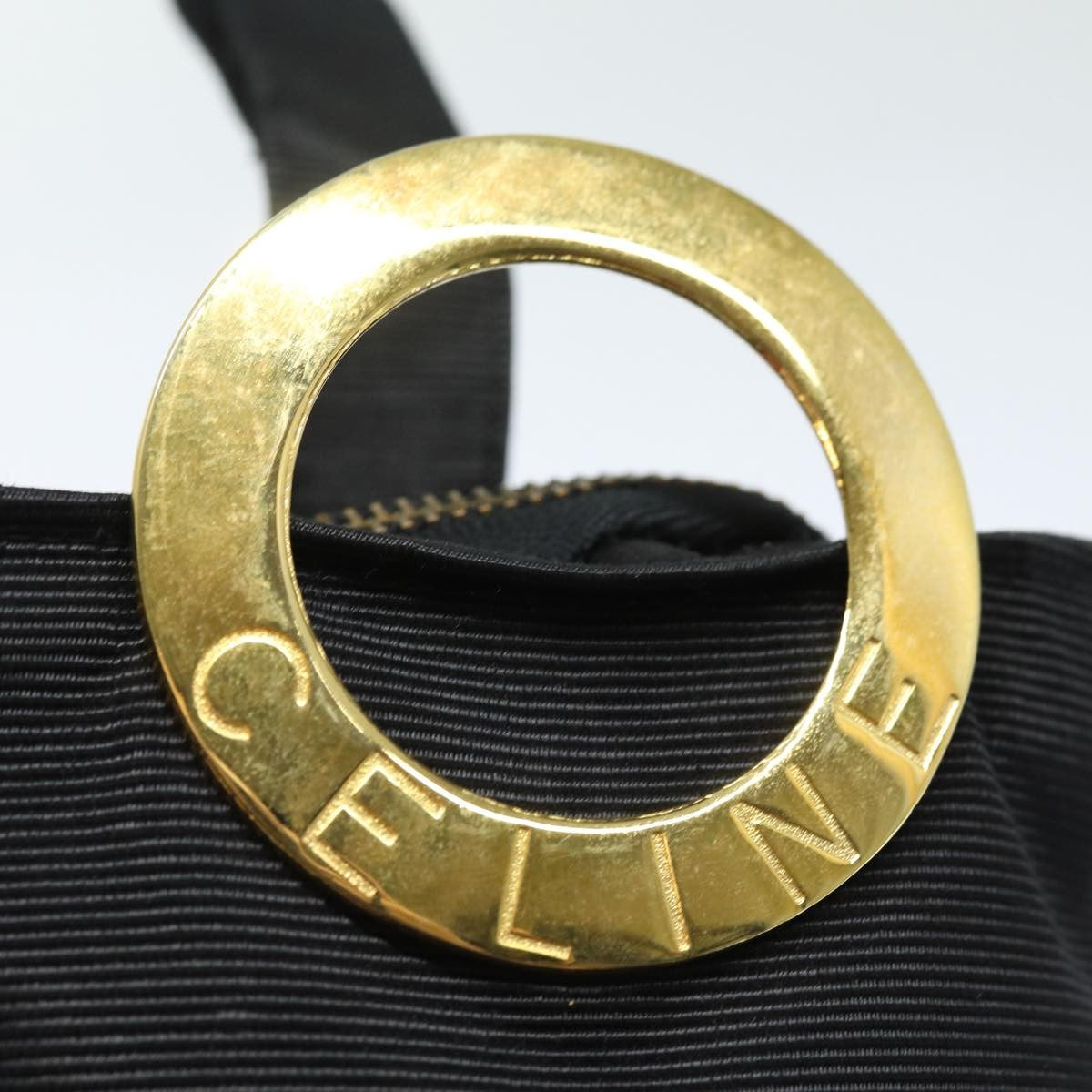 Celine Circle Logo Pouch Nylon, Black, Nylon, Clutch