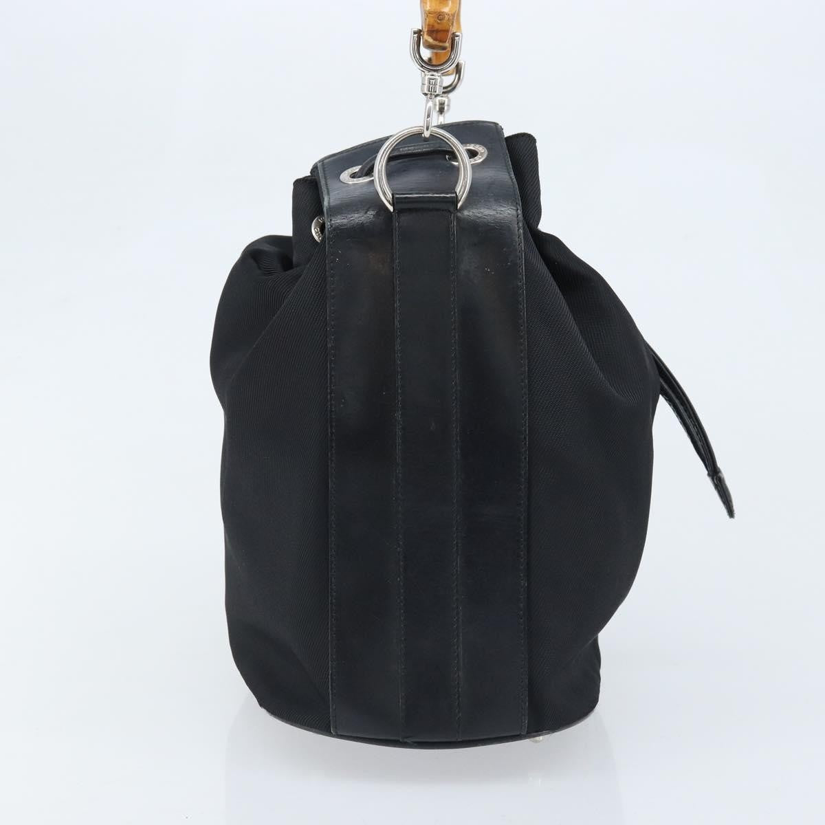Gucci Vintage Bamboo Bucket Bag Nylon and Leather, Black, Nylon, Handbag