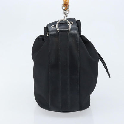 Gucci Vintage Bamboo Bucket Bag Nylon and Leather, Black, Nylon, Handbag