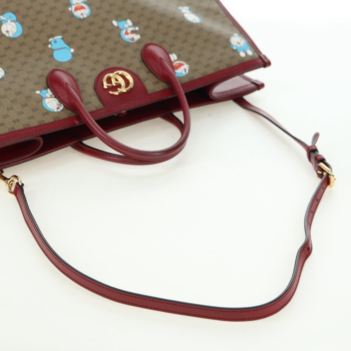 Gucci Doraemon Tote Printed Mini GG Coated Canvas, Beige, Canvas, Tote Bag