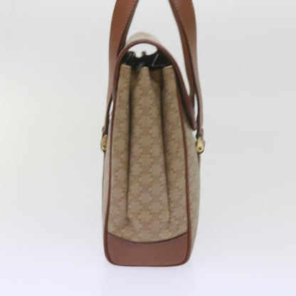 Celine Vintage Macadam Handbag Canvas and Leather, BEIGE, CANVAS, Handbag