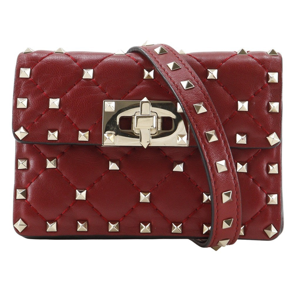Valentino Garavani Rockstud Shoulder Bag Leather, RED, LEATHER, Shoulder bag