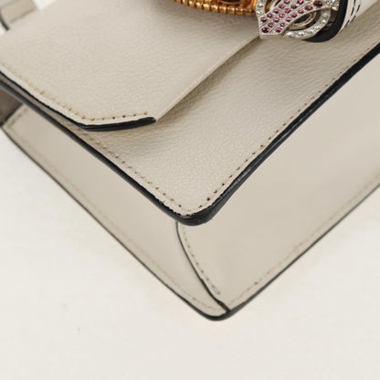 Miu Miu Madras Crystal Buckle Shoulder Bag Leather, WHITE, LEATHER, Shoulder bag