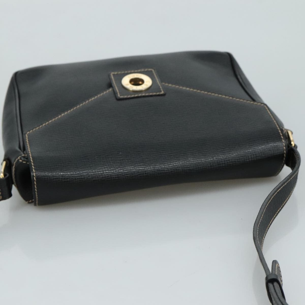 Celine Circle logo Leather, BLACK, LEATHER, Shoulder bag