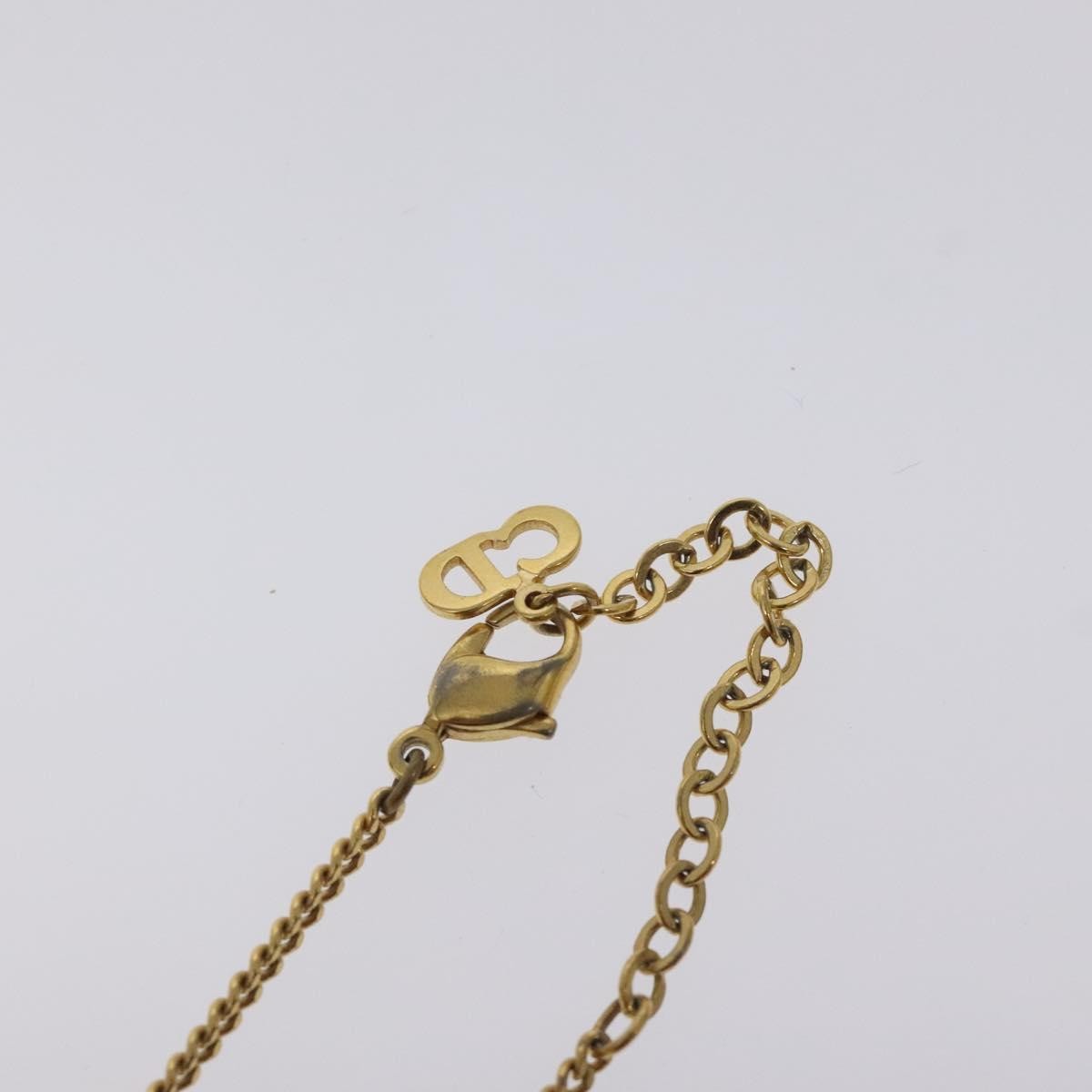 Christian Dior Vintage Logo Round Pendant Necklace Metal, GOLD, METAL, Necklace