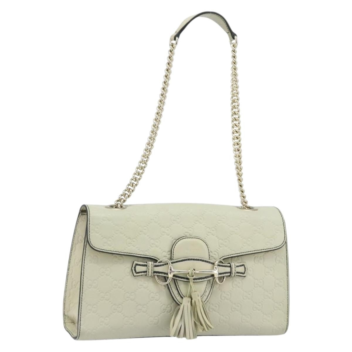 Gucci Emily Chain Flap Bag Guccissima Leather, Beige, Leather, Shoulder Bag