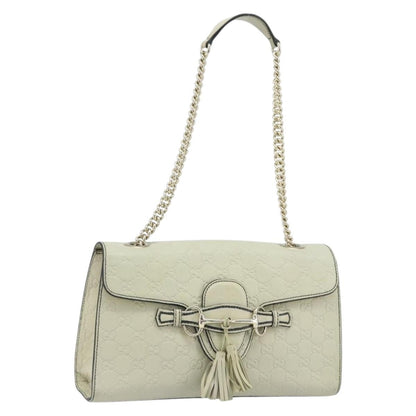 Gucci Emily Chain Flap Bag Guccissima Leather, Beige, Leather, Shoulder Bag
