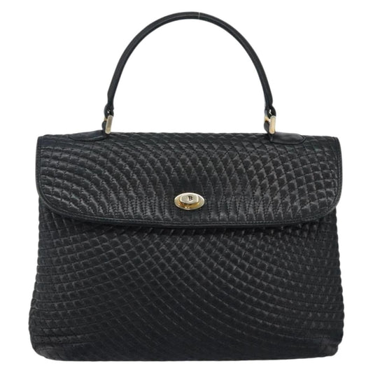 Bally Vintage Handbag Quilted Leather, BLACK, LEATHER, Handbag