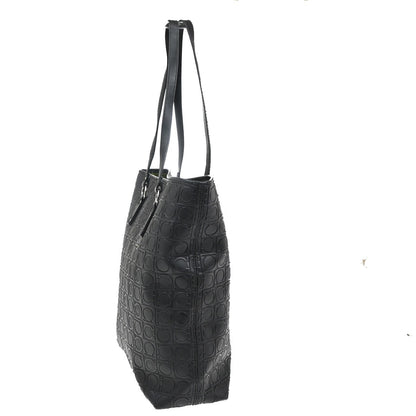 Salvatore Ferragamo Gancini Tote Gancini Canvas, Black, Canvas, Tote Bag