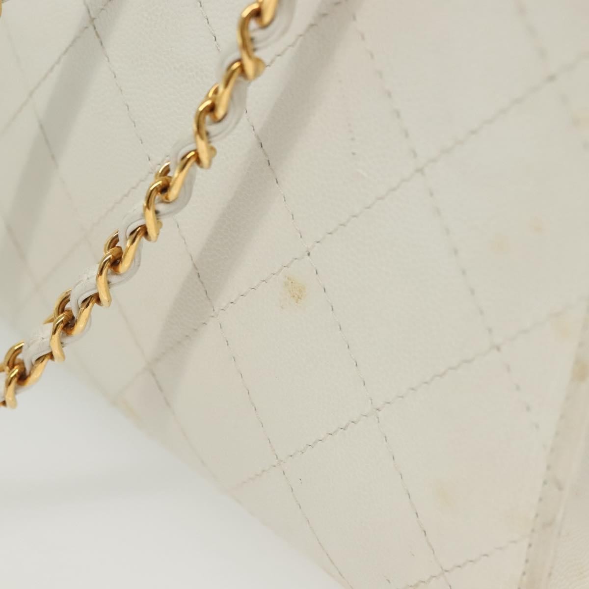 Chanel CC Shoulder Bag Quilted Caviar, WHITE, LEATHER, Shoulder bag