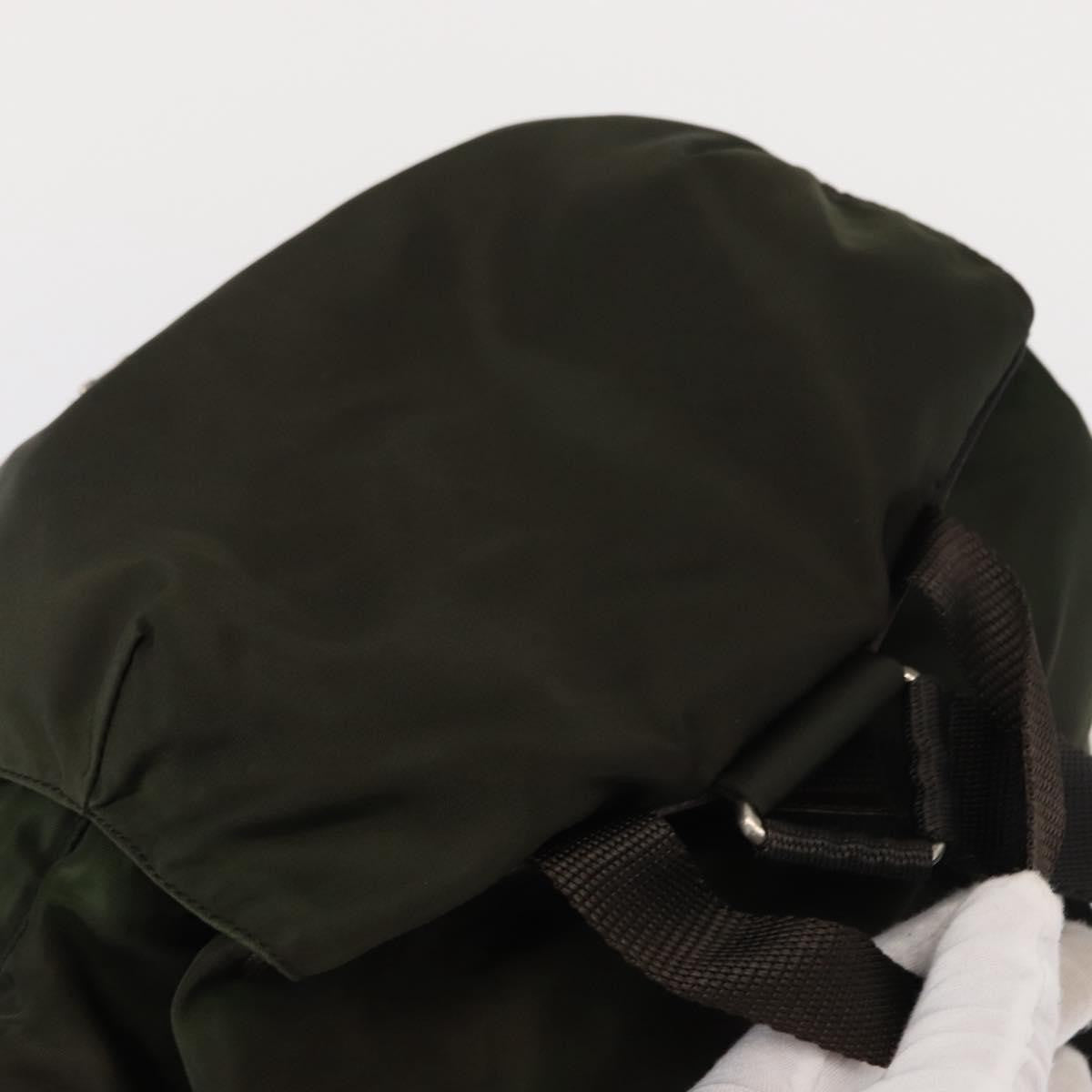 Prada Double Front Pocket Backpack Tessuto, Khaki, Nylon, Backpack
