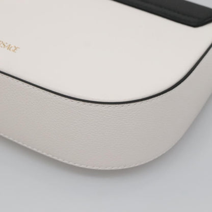 Versace Virtus Flap Messenger Bag Leather, WHITE, LEATHER, Crossbody bag