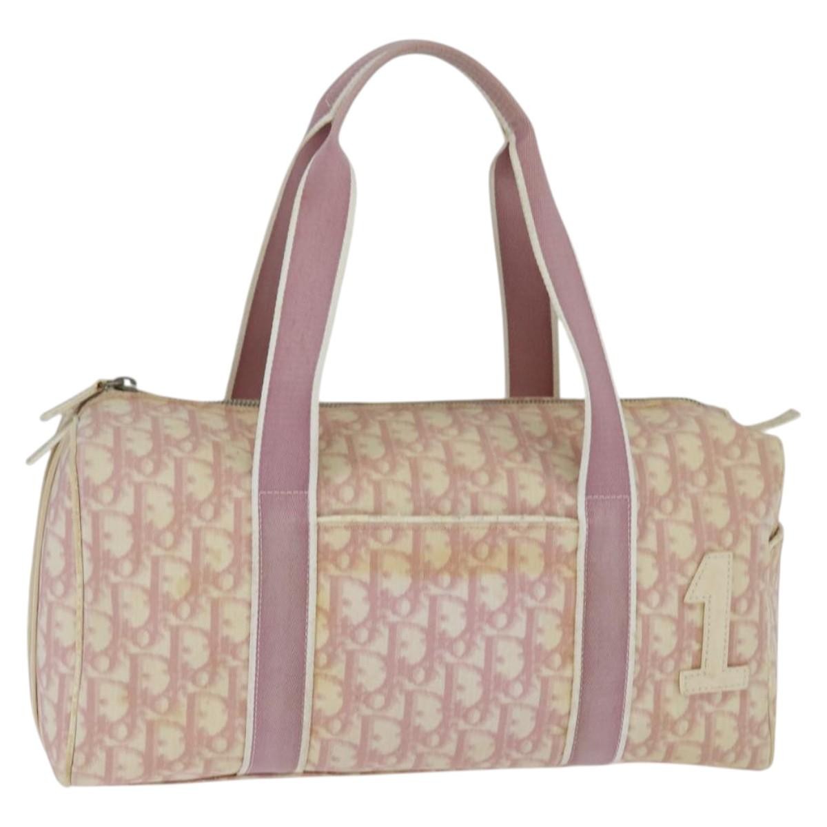 Christian Dior Vintage Trotter Boston Bag Diorissimo Coated Canvas, PINK, PVC, Handbag