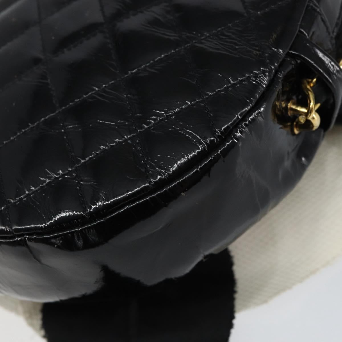 Chanel Vintage Camellia Round Evening Bag Lambskin and Satin, BLACK, PATENT_LEATHER, Clutche & pouche