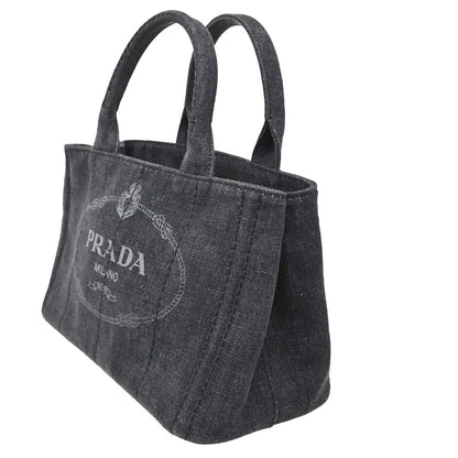 Prada Canapa Convertible Tote Denim, BLACK, DENIM_JEANS, Tote bag