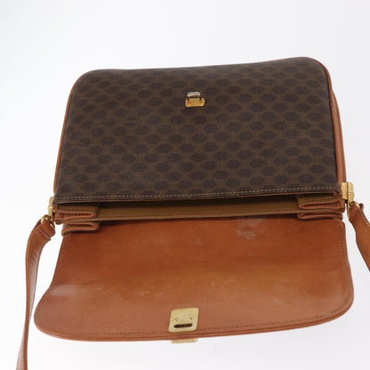 Celine Vintage Macadam Shoulder Bag Canvas and Leather, BROWN, CANVAS, Shoulder bag