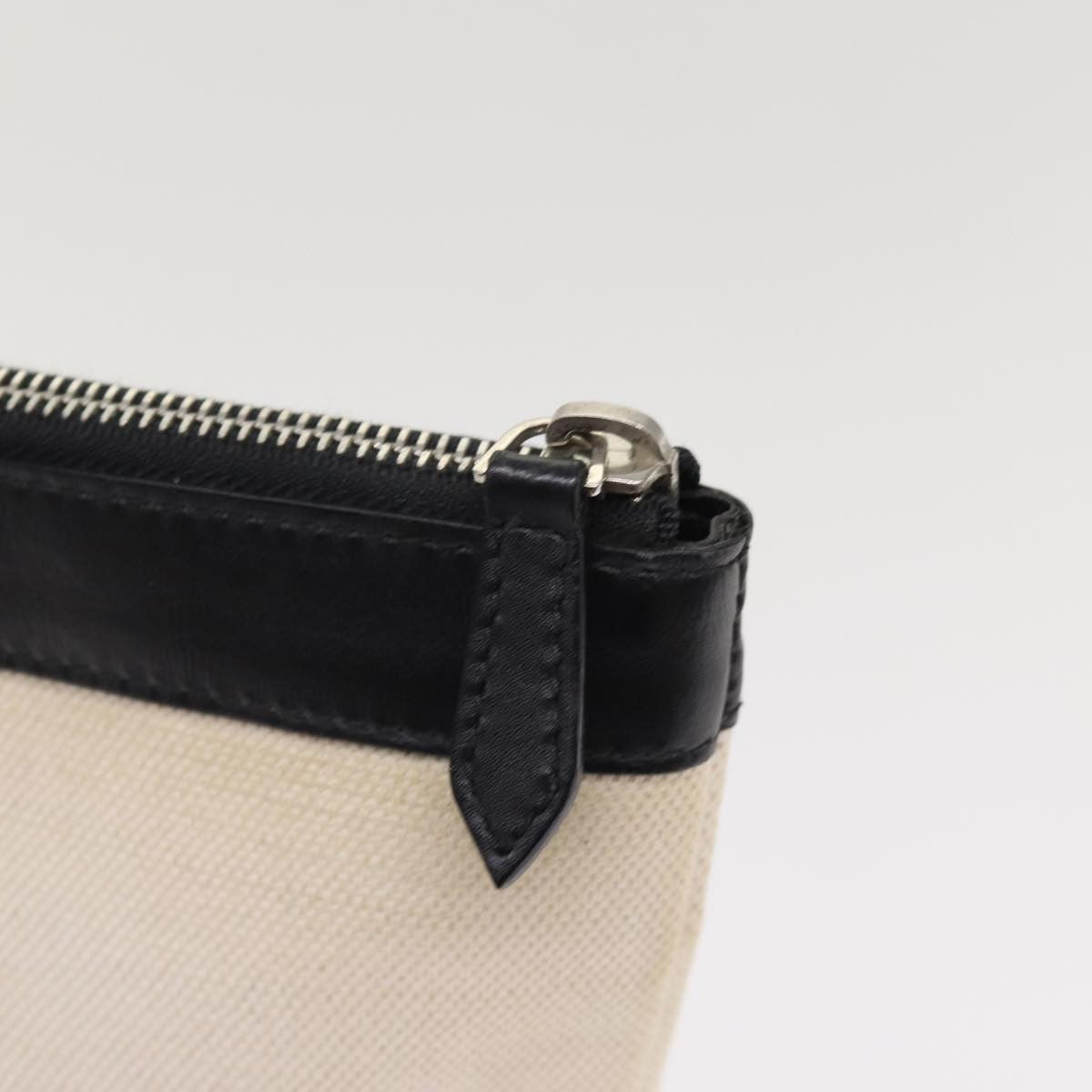 Balenciaga Navy Zip Pouch Canvas and Leather, BEIGE, CANVAS, Clutche & pouche