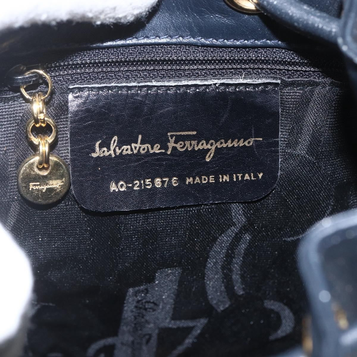 Salvatore Ferragamo Vala Backpack Leather, NAVY, LEATHER, Backpack