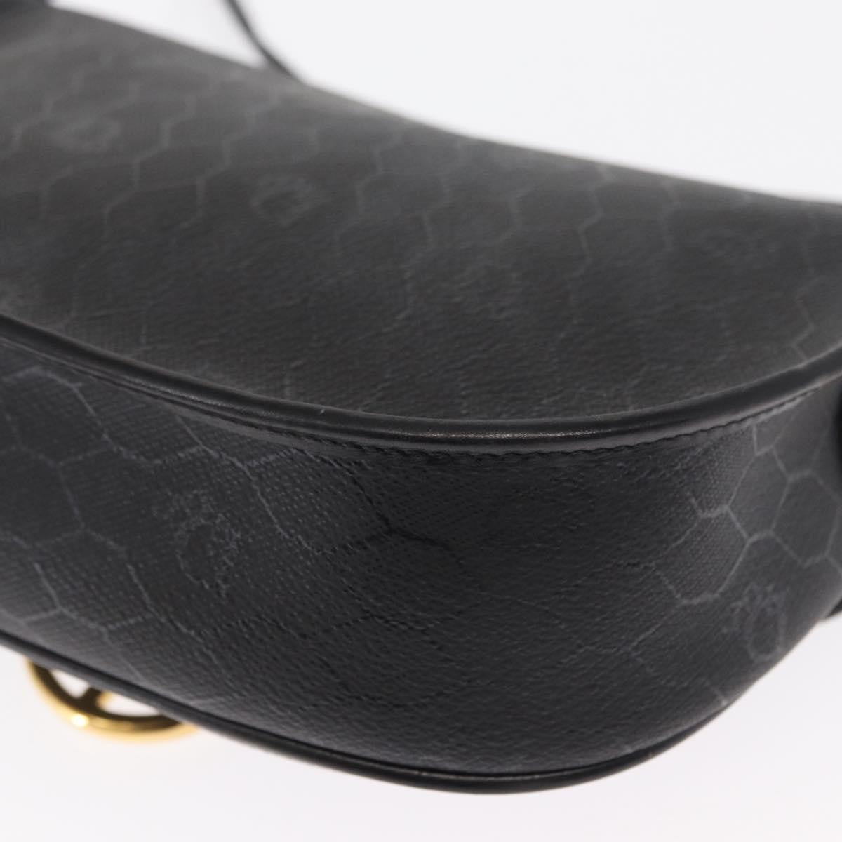 Christian Dior Vintage Honeycomb Flap Crossbody Bag Coated Canvas, BLACK, CANVAS, Shoulder bag