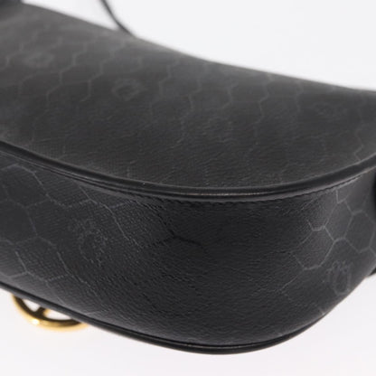 Christian Dior Vintage Honeycomb Flap Crossbody Bag Coated Canvas, BLACK, CANVAS, Shoulder bag