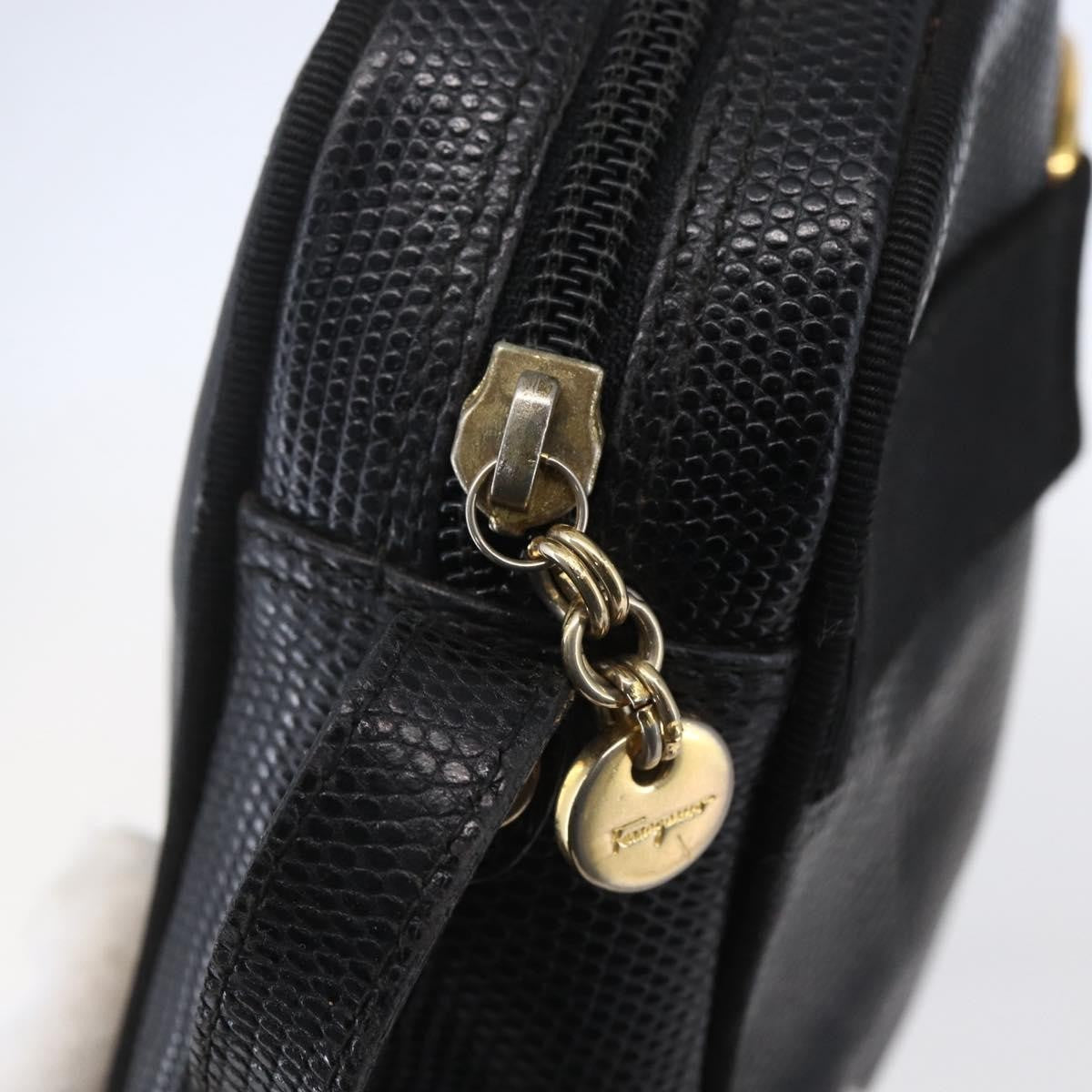 Salvatore Ferragamo Vara Bow camera Shoulder Bag Leather, BLACK, LEATHER, Shoulder bag