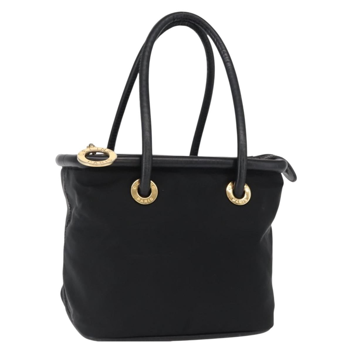 Celine Circle Logo Handbag Nylon, BLACK, NYLON, Handbag