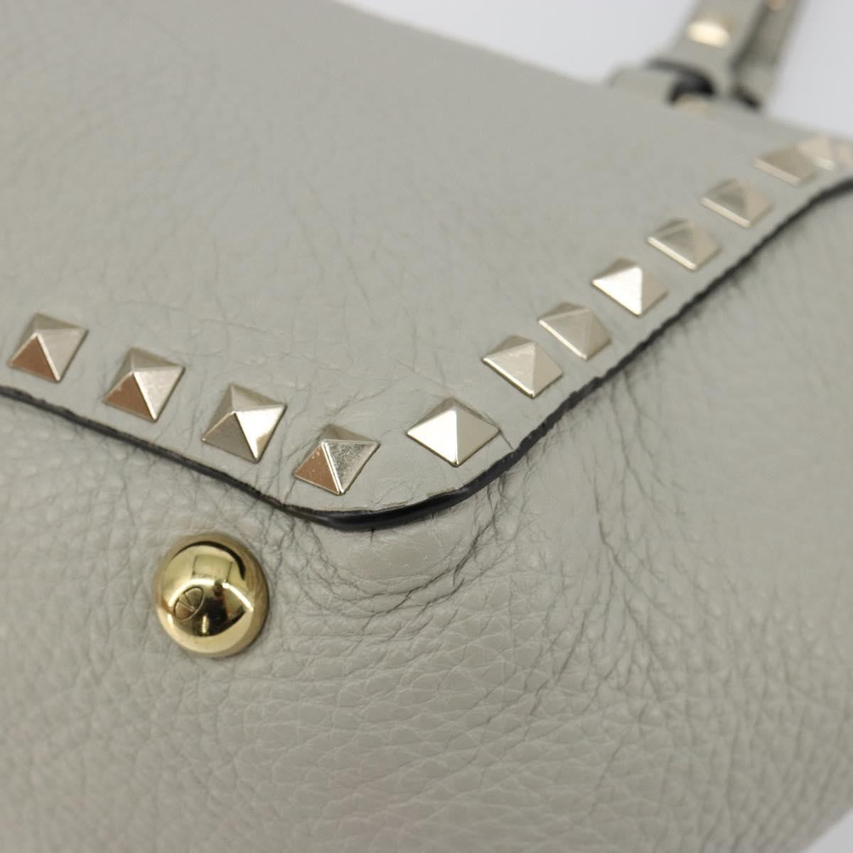 Valentino Garavani Rockstud Tote Textured Leather, Gray, Leather, Tote Bag