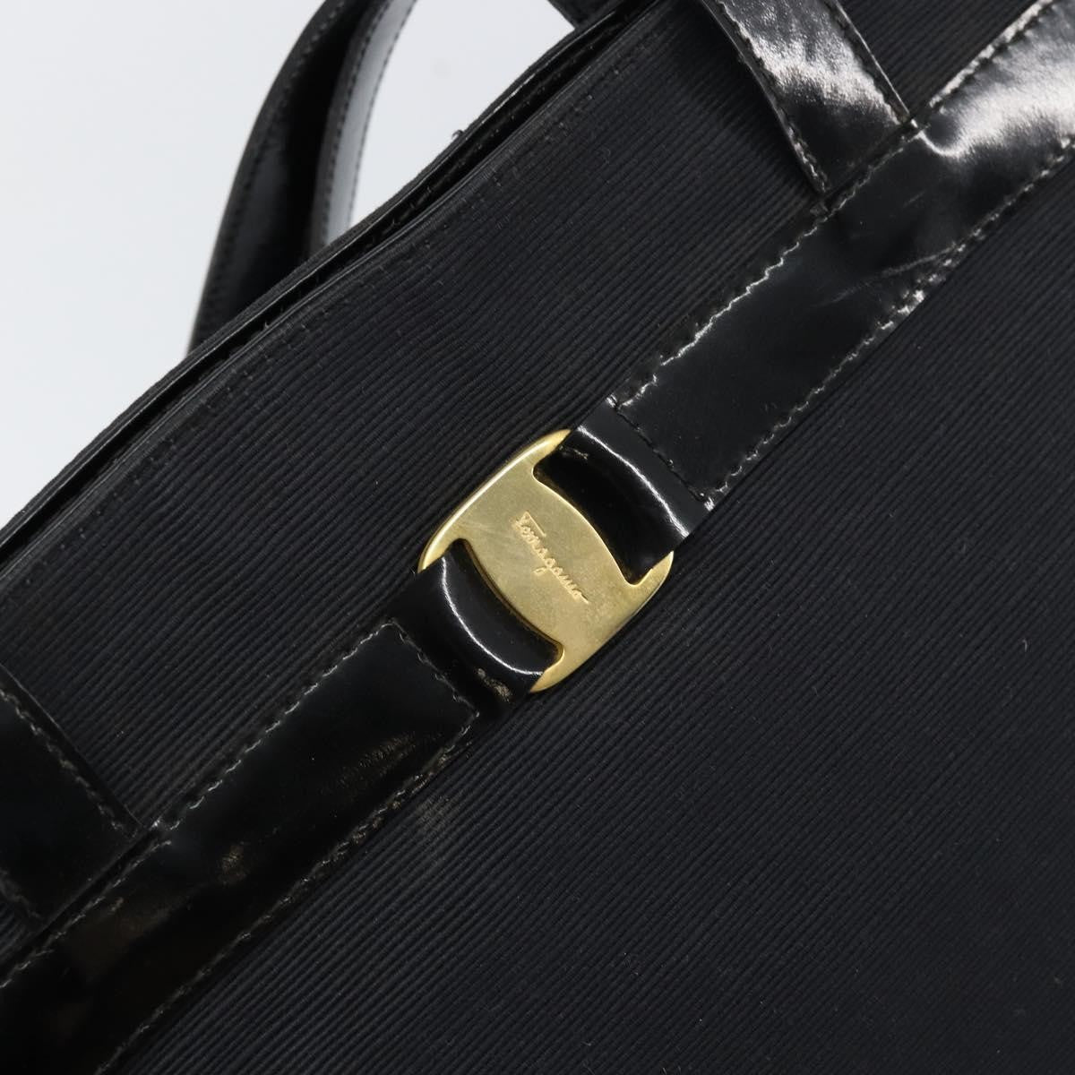 Salvatore Ferragamo Vala tote Canvas, BLACK, CANVAS, Tote bag