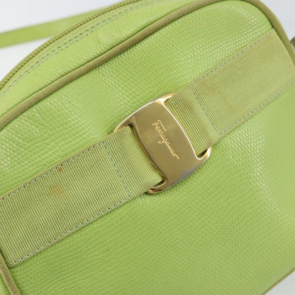Salvatore Ferragamo Vala Shoulder Bag Leather, GREEN, LEATHER, Shoulder bag
