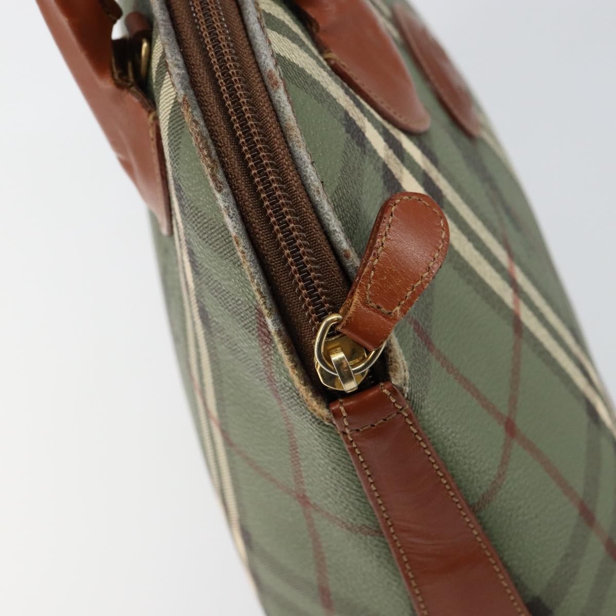 Burberry Nova Handbag Check Pattern, GREEN, PVC, Handbag
