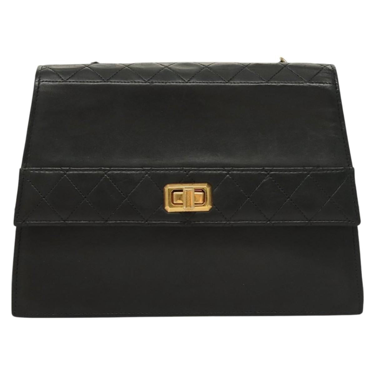 Chanel Vintage Trapezoid CC Flap Bag Leather, BLACK, LEATHER, Shoulder bag