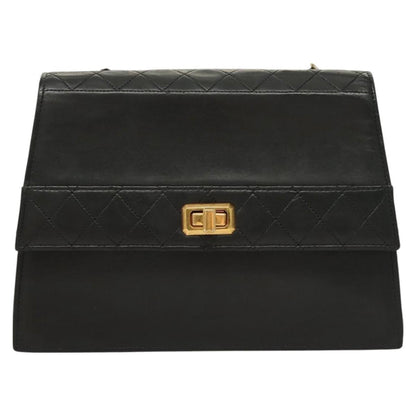 Chanel Vintage Trapezoid CC Flap Bag Leather, BLACK, LEATHER, Shoulder bag