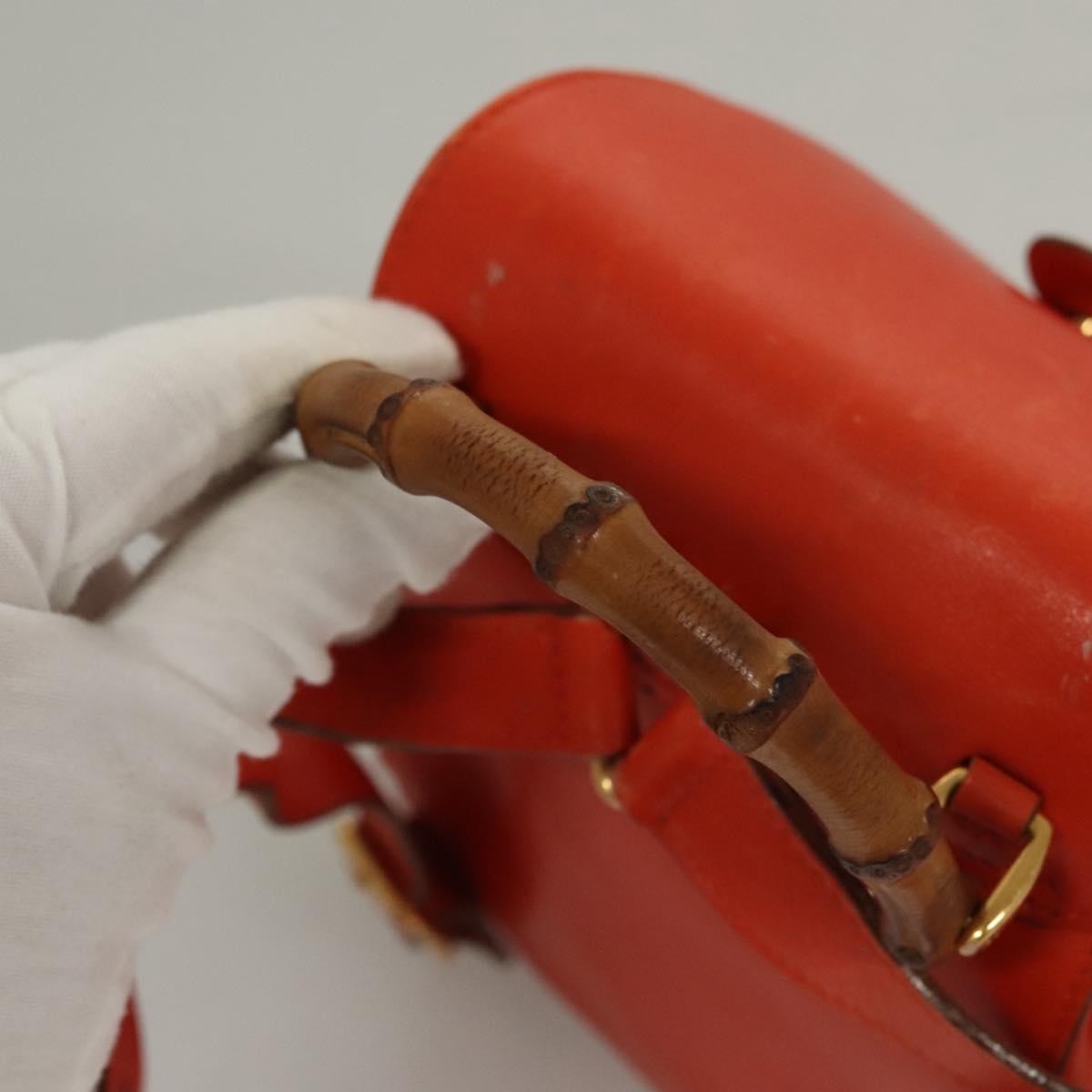 Gucci Vintage Bamboo Backpack Leather, ORANGE, LEATHER, Backpack