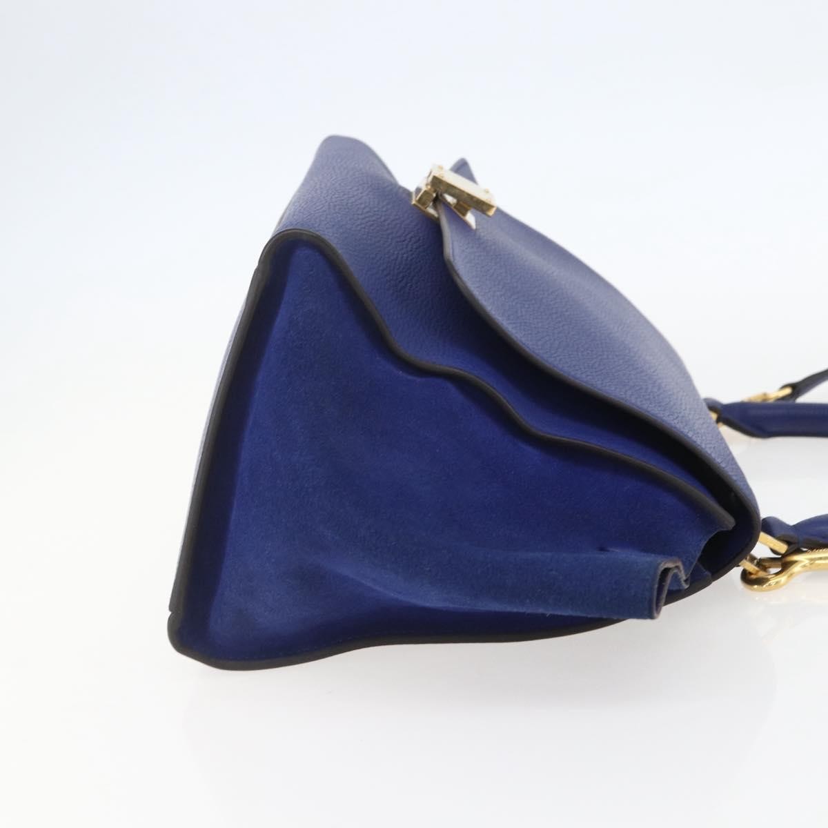 Celine Trapeze Bag Leather with Suede, BLUE, LEATHER, Handbag