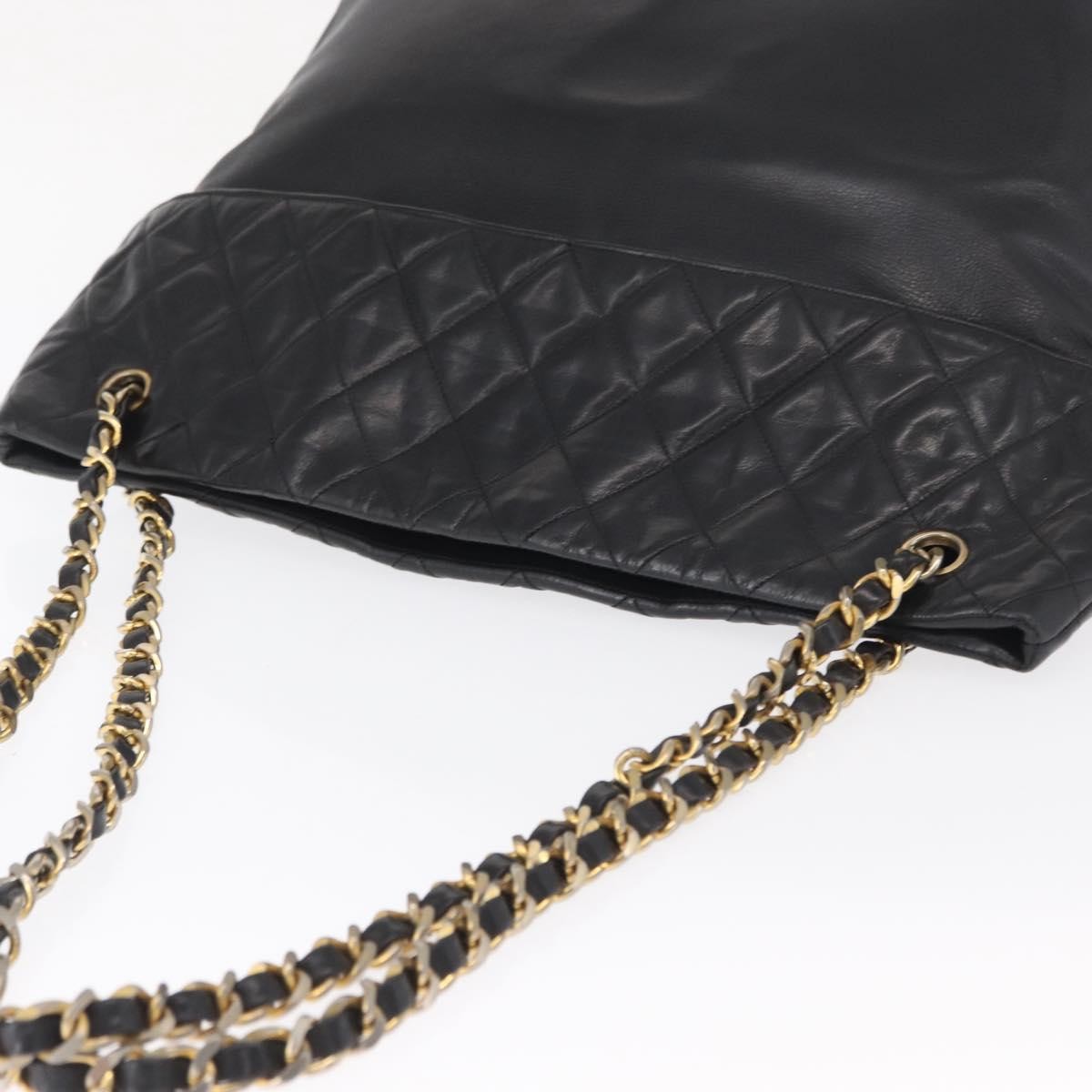 Chanel Chain Tote Leather, Black, Leather, Handbag