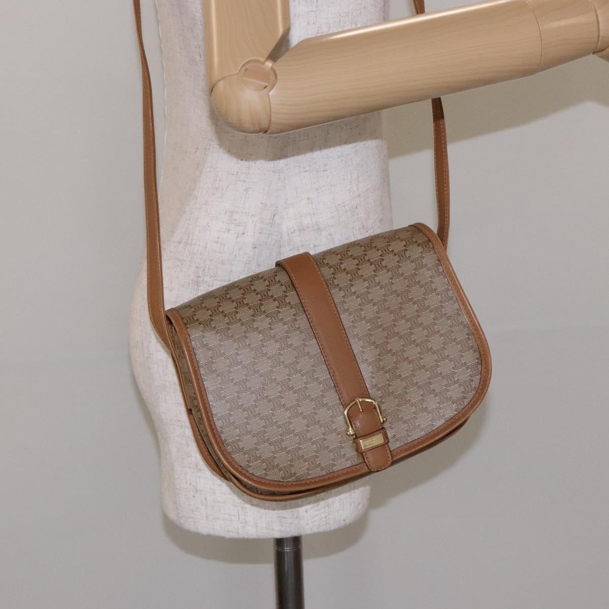 Celine Vintage Triomphe Shoulder Bag Canvas, BEIGE, CANVAS, Shoulder bag