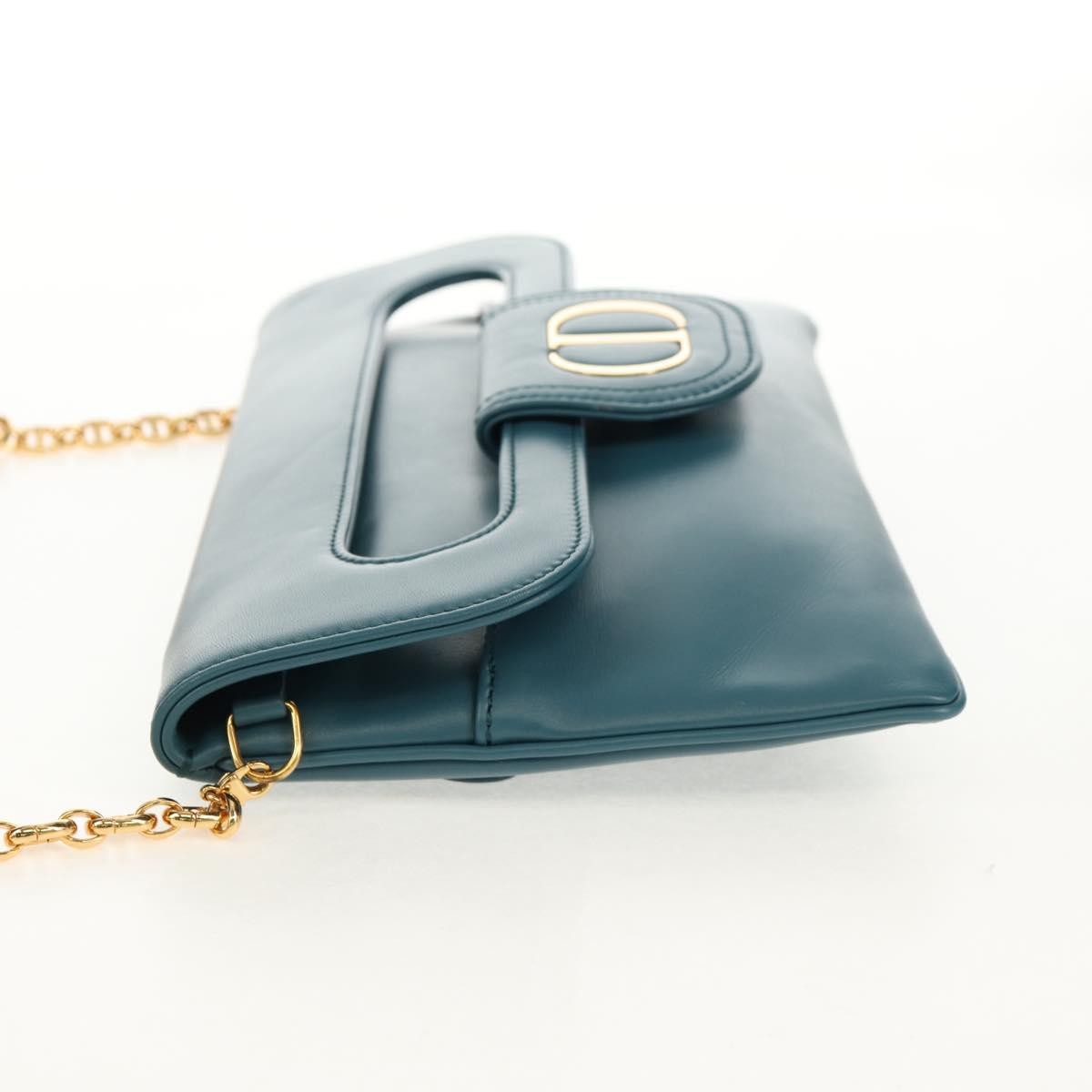 Christian Dior DiorDouble Chain Bag Leather, BLUE, LEATHER, Shoulder bag